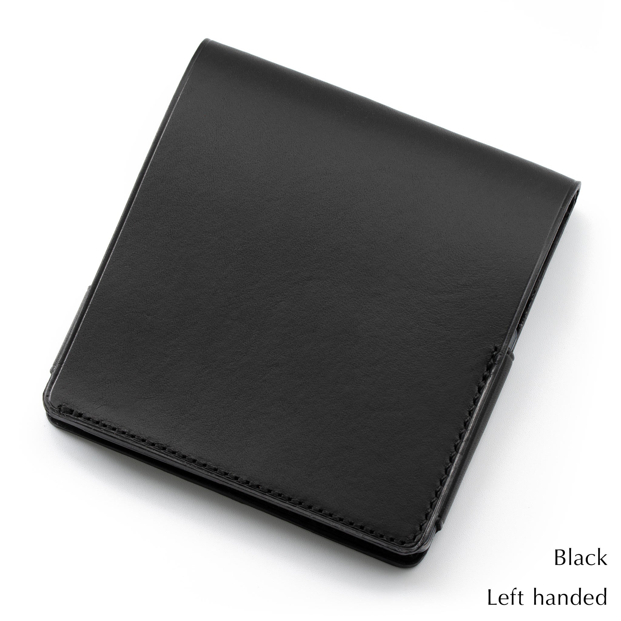 Black　左利き：小さい薄い財布Hitoe Fold -Liscio- 