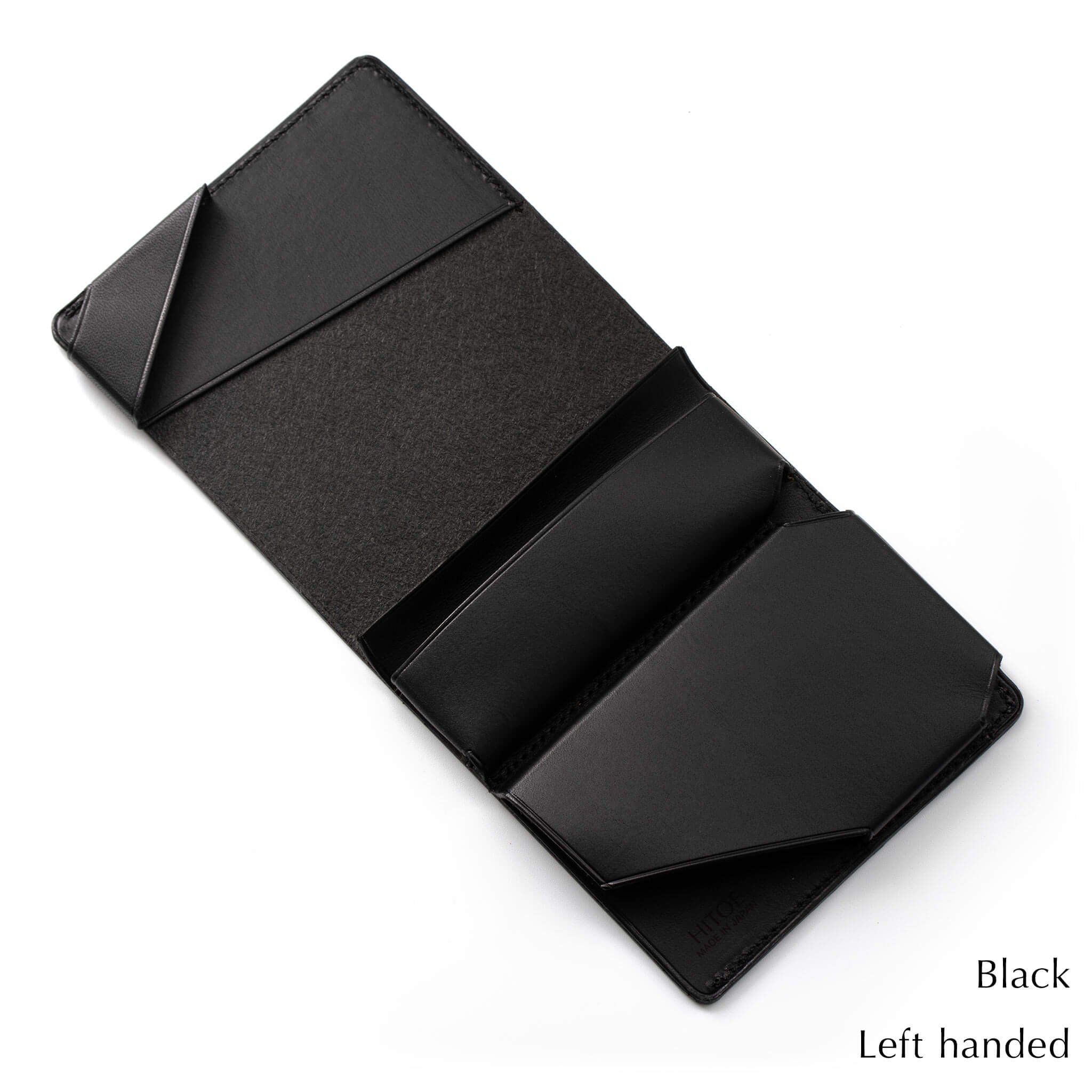 Black　左利き　内部：小さい薄い財布Hitoe Fold -Liscio- 