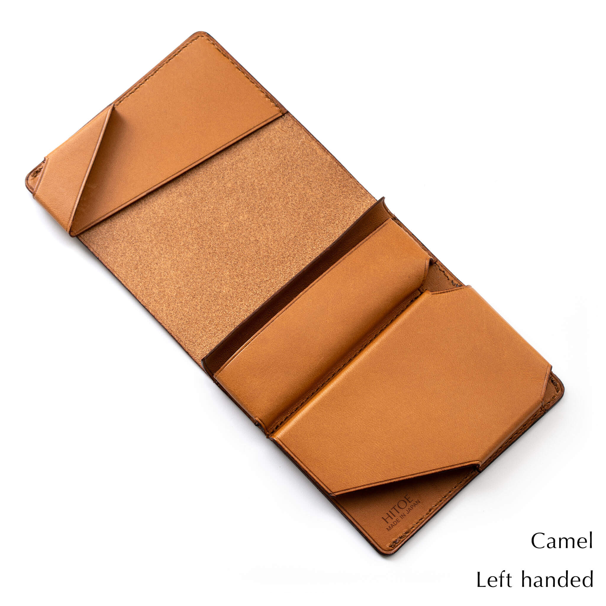 Camel　左利き　内部：小さい薄い財布Hitoe Fold -Liscio- 